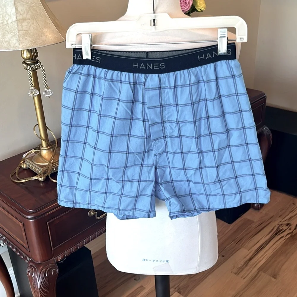 Hanes Men's Blue Plaid Boxers